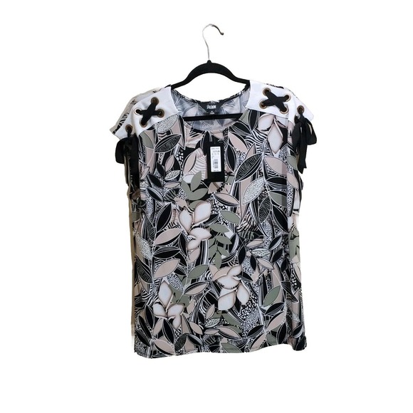 Slim Factor Tops - Slim Factor Investments Shirt Women's Medium Tropical Black White Blouse Top NWT